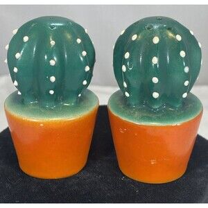 Vintage Cactus In Orange Pots Ceramic Salt And Pepper Shakers Made In Japan